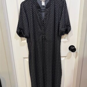 Elegant Black Patterned Long Sleeve Dress